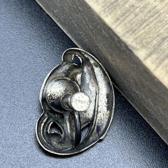 Vintage Estate 925 Sterling Silver Calla Lily Ornate Necklace & Clip on Earrings - Picture 12 of 15